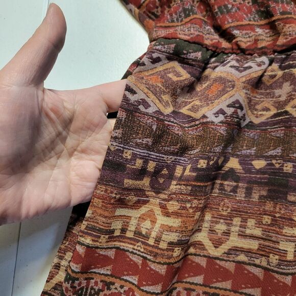 BCBG Generation Coffee Bean Combo Southwestern Boho Romper Large - Picture 9 of 13